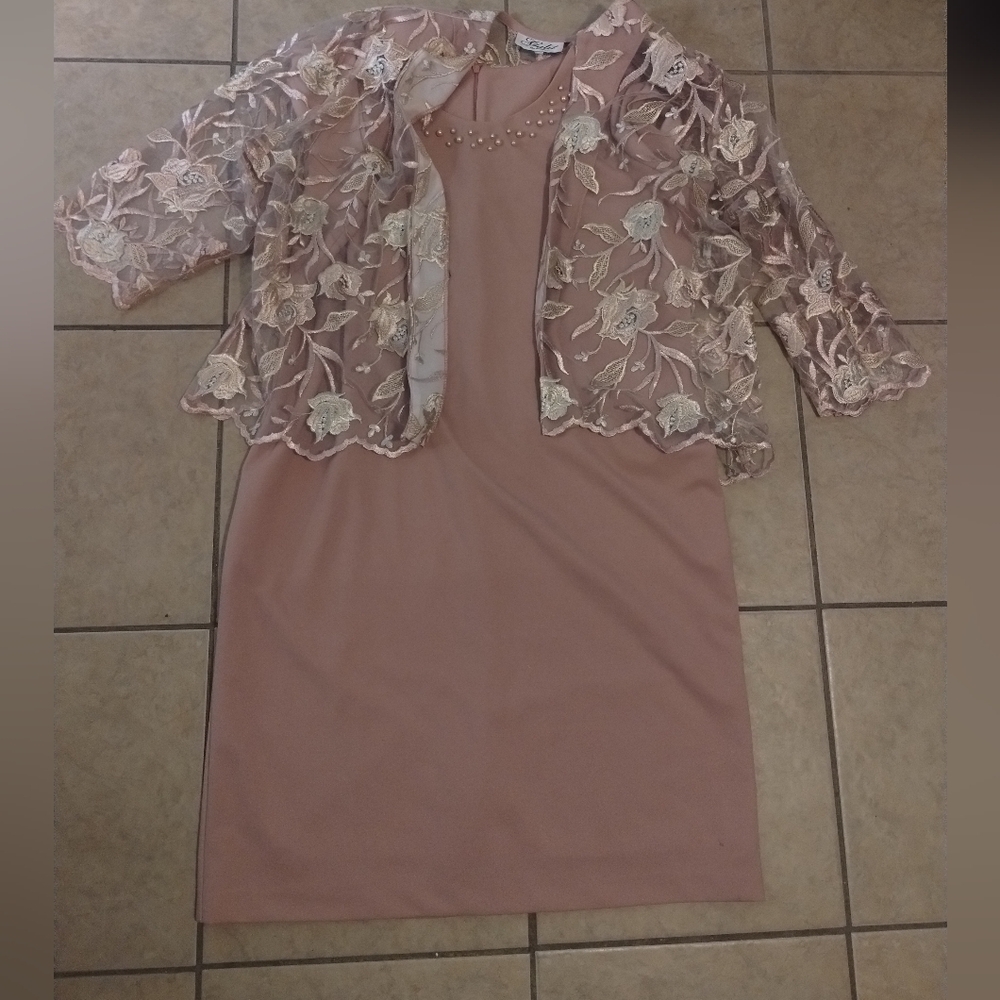 Chic Blush Lace Overlay Dress